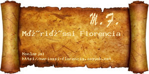 Máriássi Florencia névjegykártya
